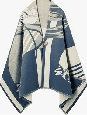 28"×71" Stylish Equestrian Design Soft Shawl Wrap Scarf with Button